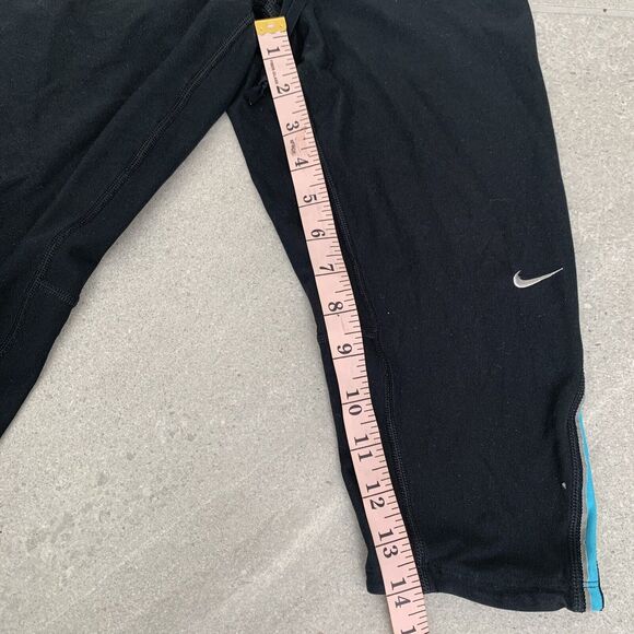 Nike Skinny Running Workout Yoga Leggings Womens Sz S Black Drawstring Tights - Picture 4 of 6